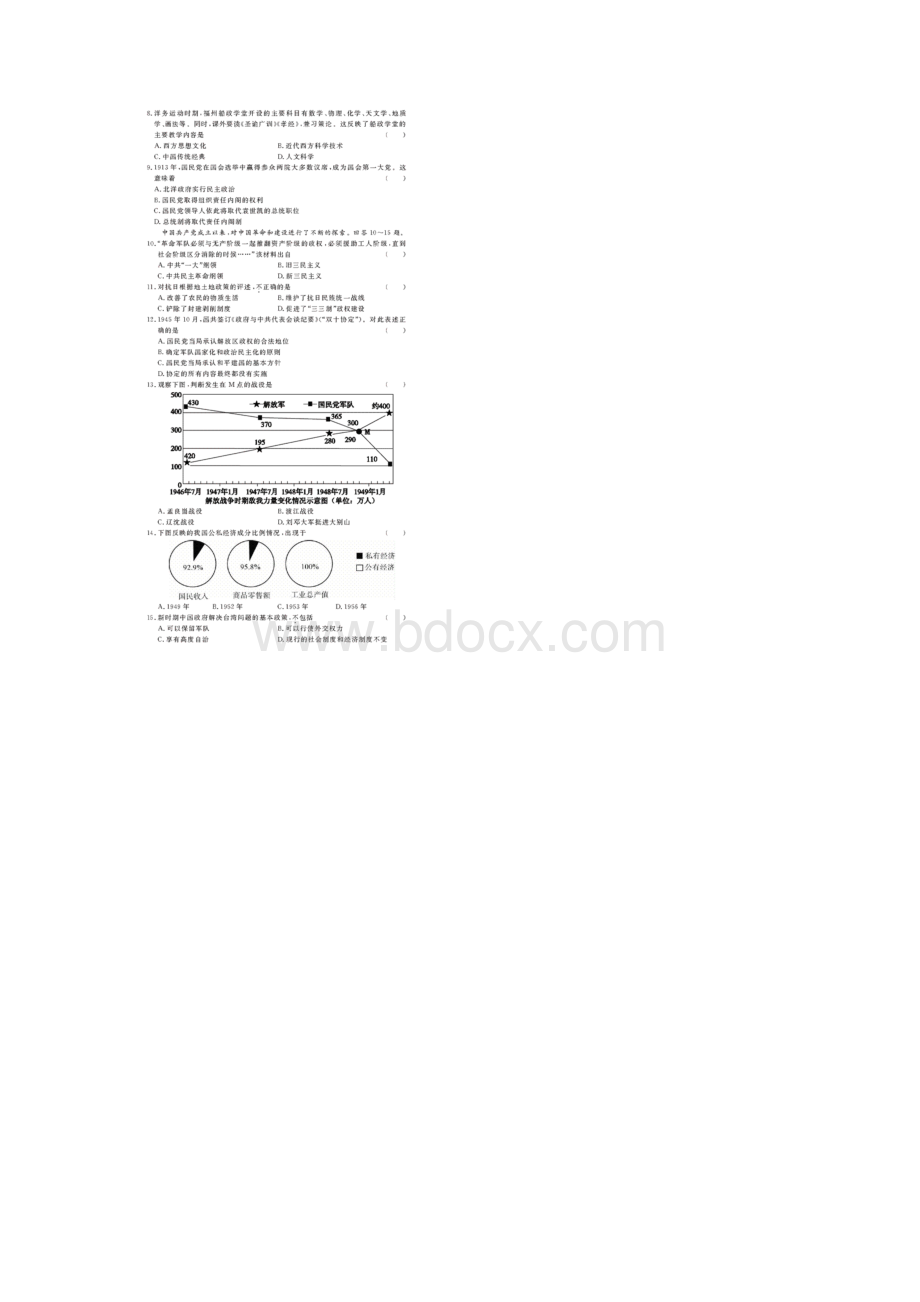 福建省普通高中毕业班质量检查历史.docx_第2页