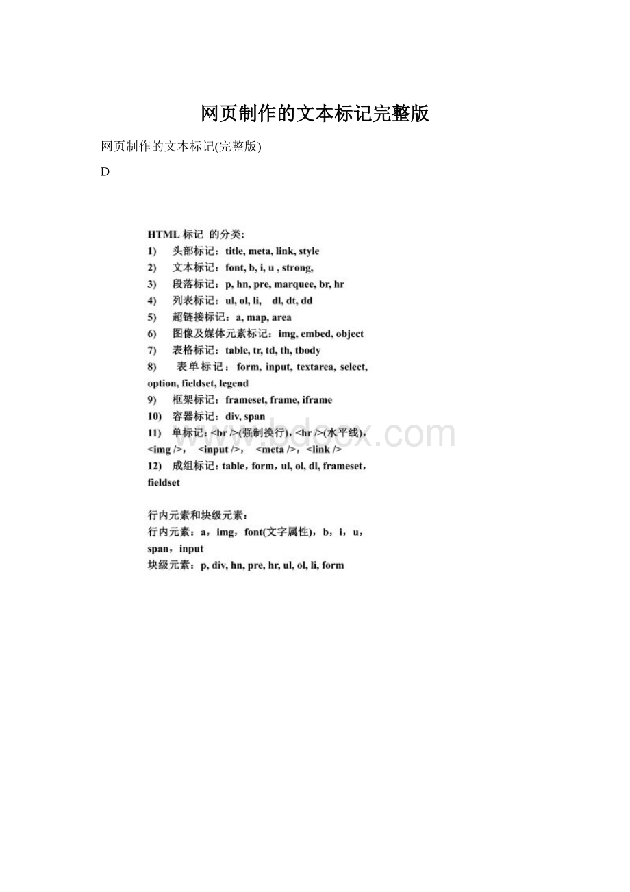 网页制作的文本标记完整版Word文件下载.docx