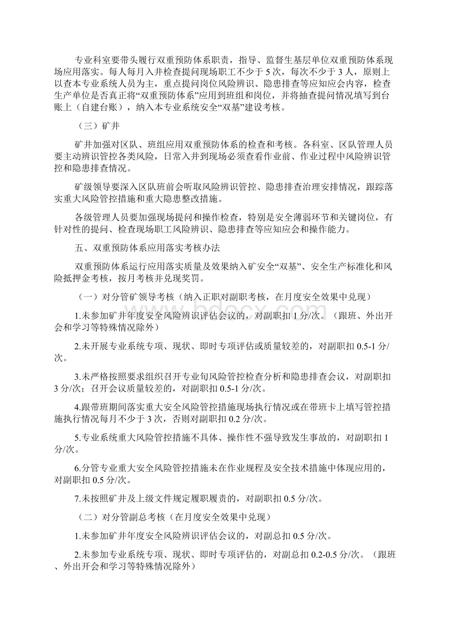 XXX矿双重预防体系应用落实考核及责任追究制度.docx_第3页