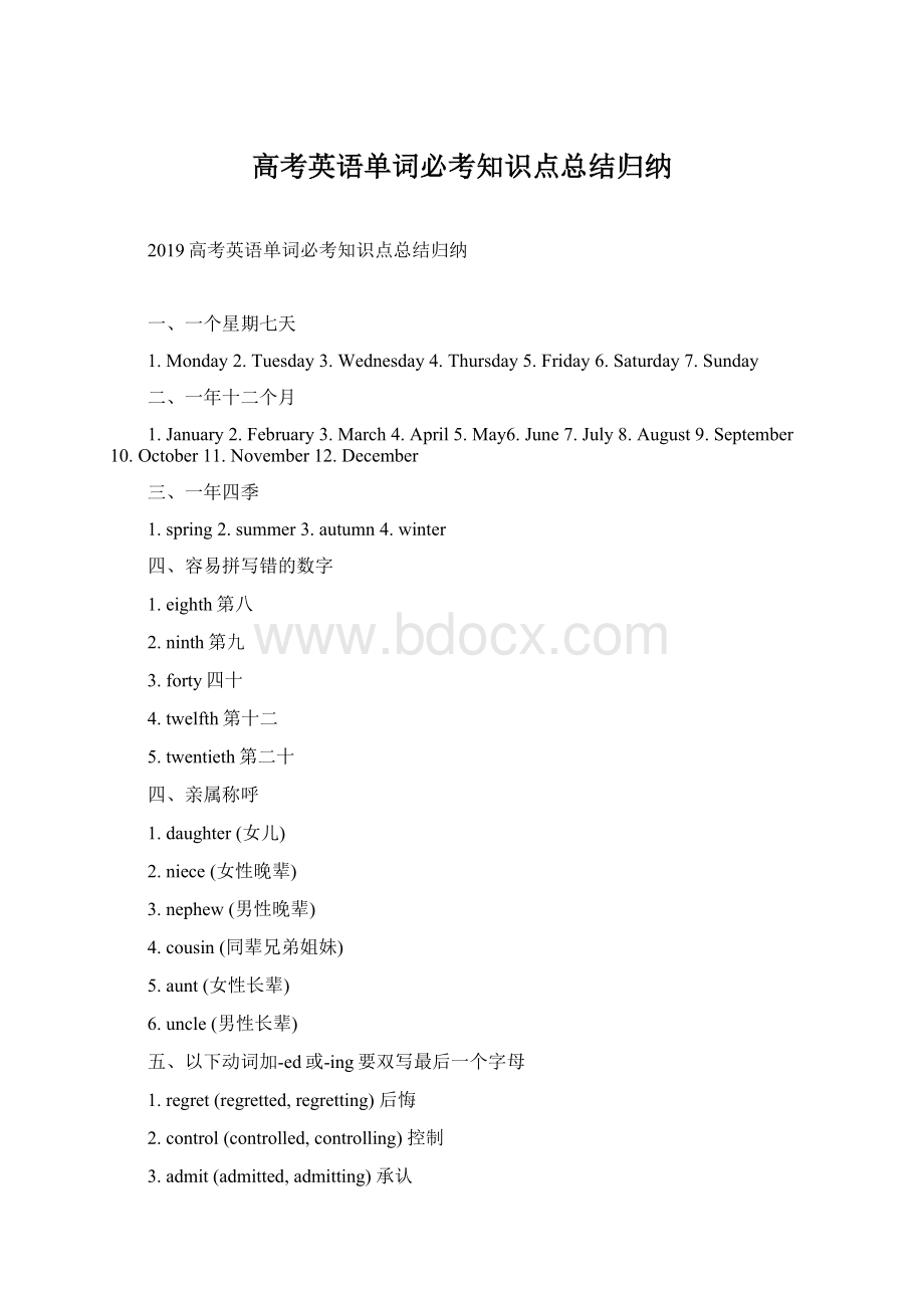 高考英语单词必考知识点总结归纳Word格式文档下载.docx_第1页