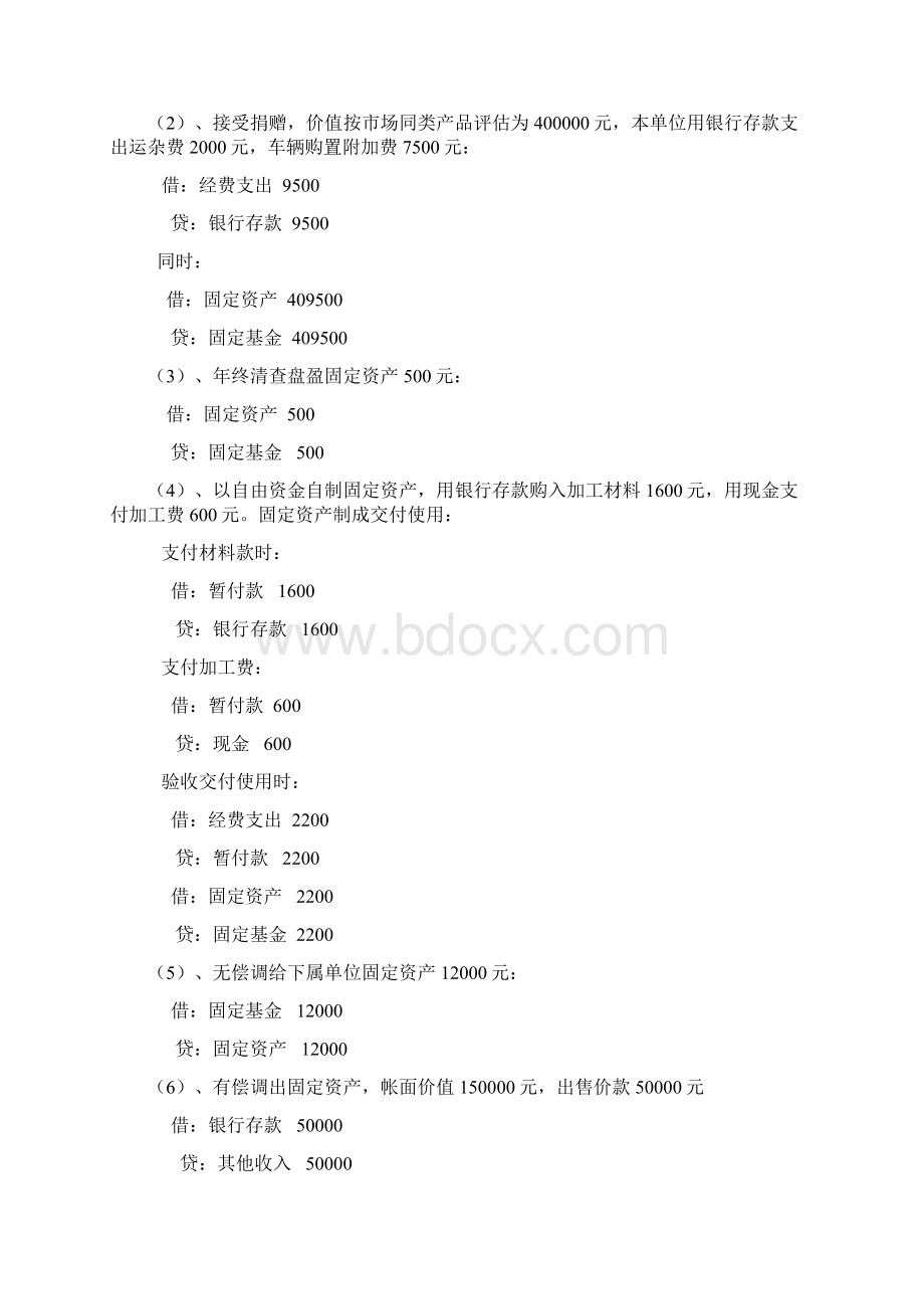 行政事业单位会计的全部会计分录Word文档下载推荐.docx_第2页