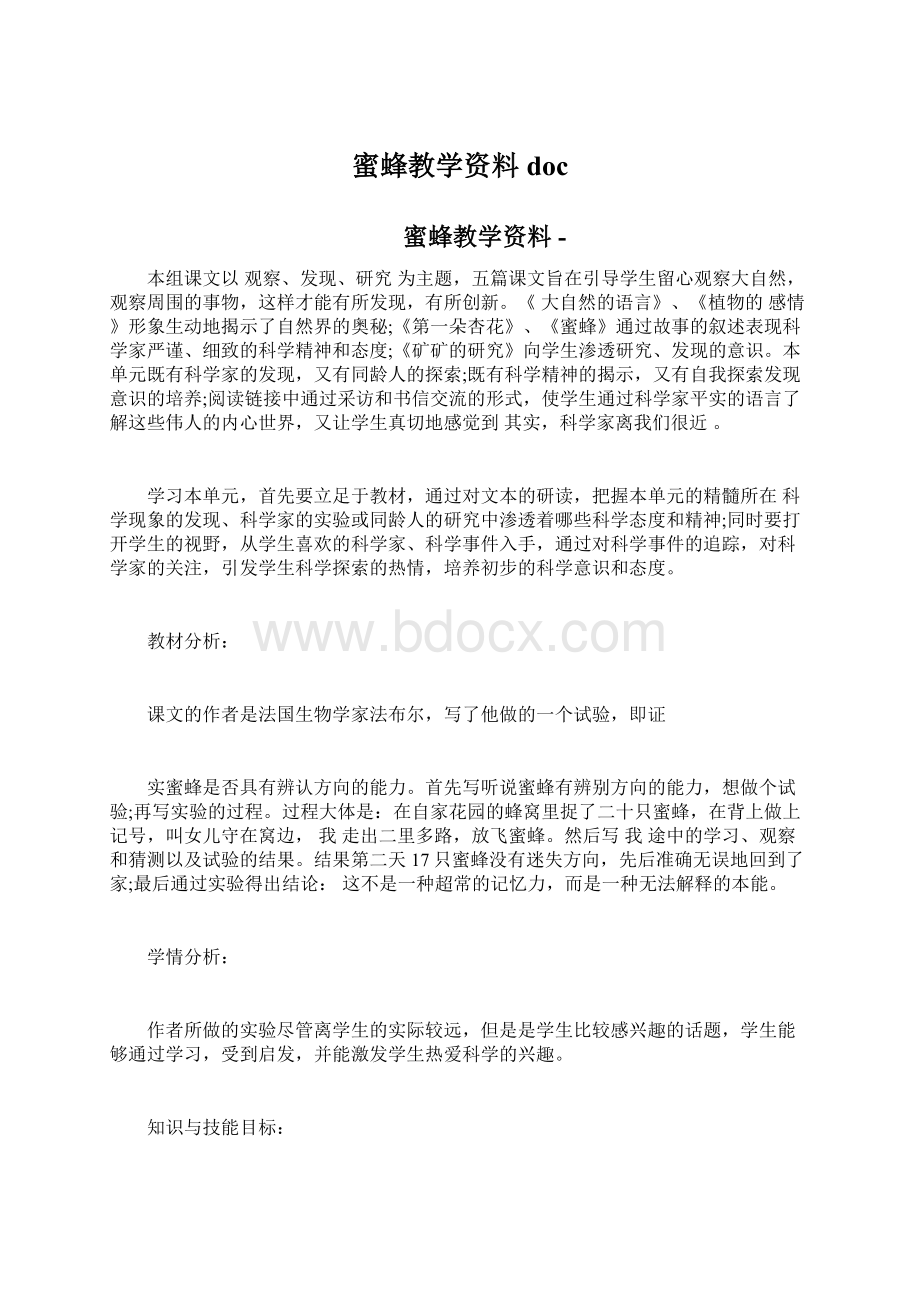 蜜蜂教学资料docWord文档格式.docx