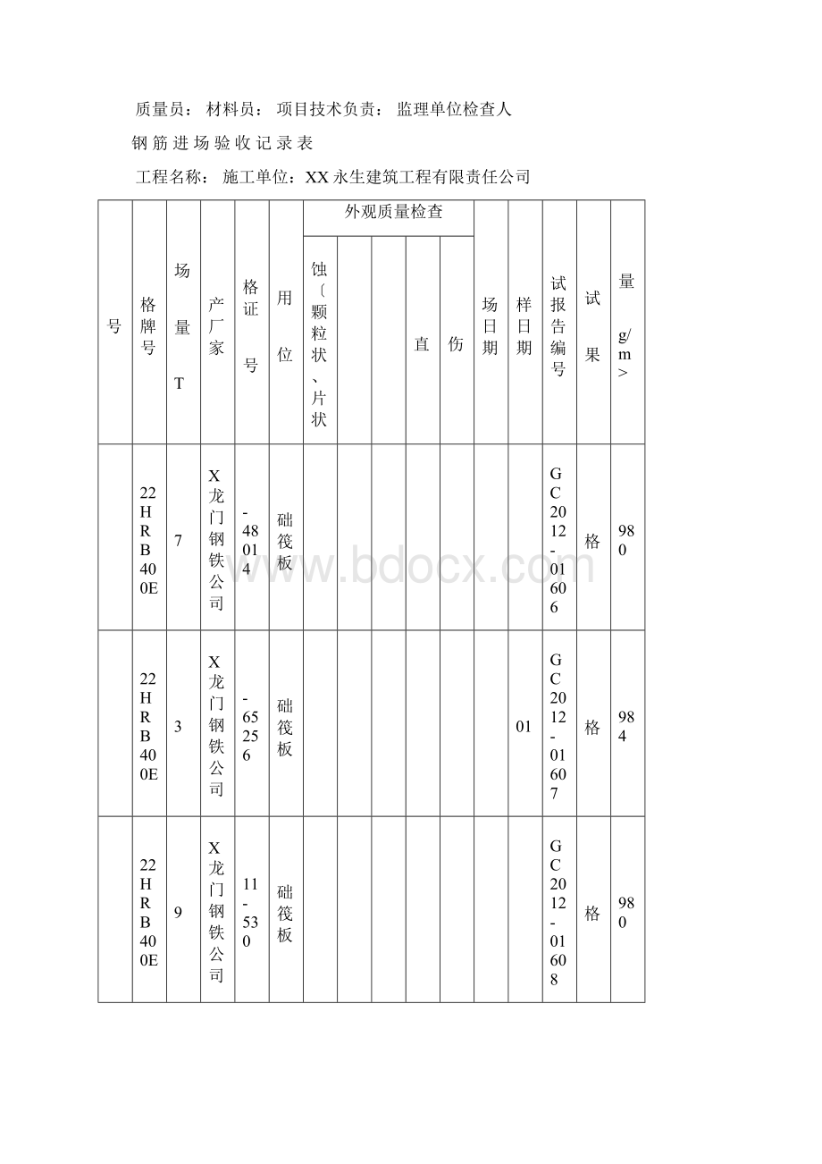 钢筋进场验收记录表Word格式文档下载.docx_第3页