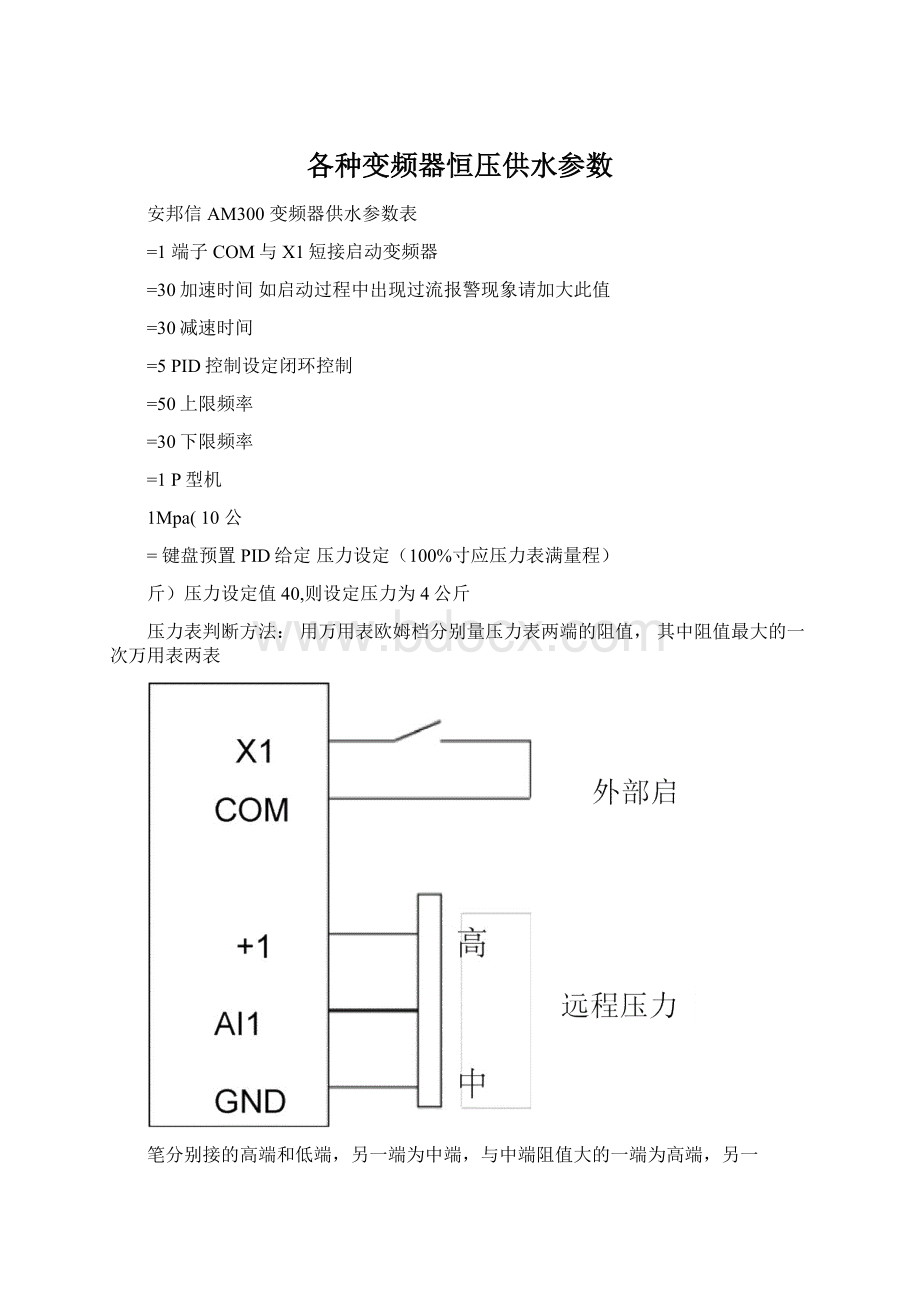 各种变频器恒压供水参数.docx_第1页