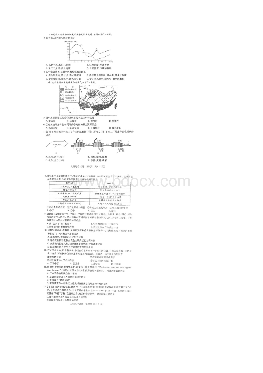 山东省枣庄市高三二模文综含答案扫描版试题及答案 147689.docx_第2页