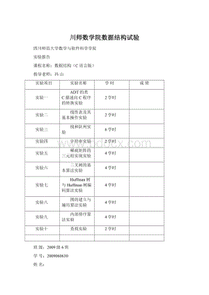 川师数学院数据结构试验Word文档格式.docx