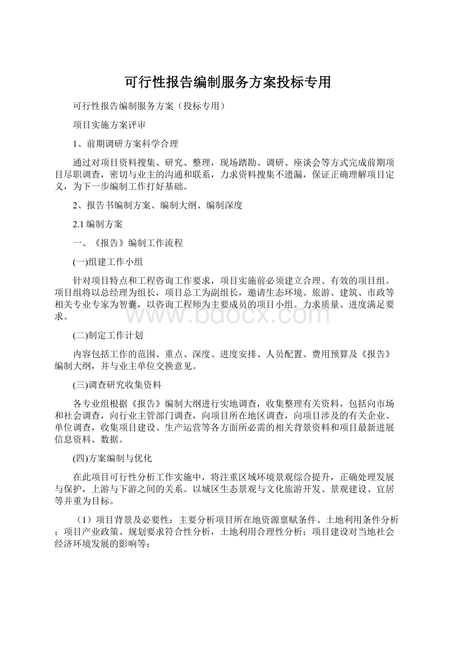 可行性报告编制服务方案投标专用Word格式文档下载.docx