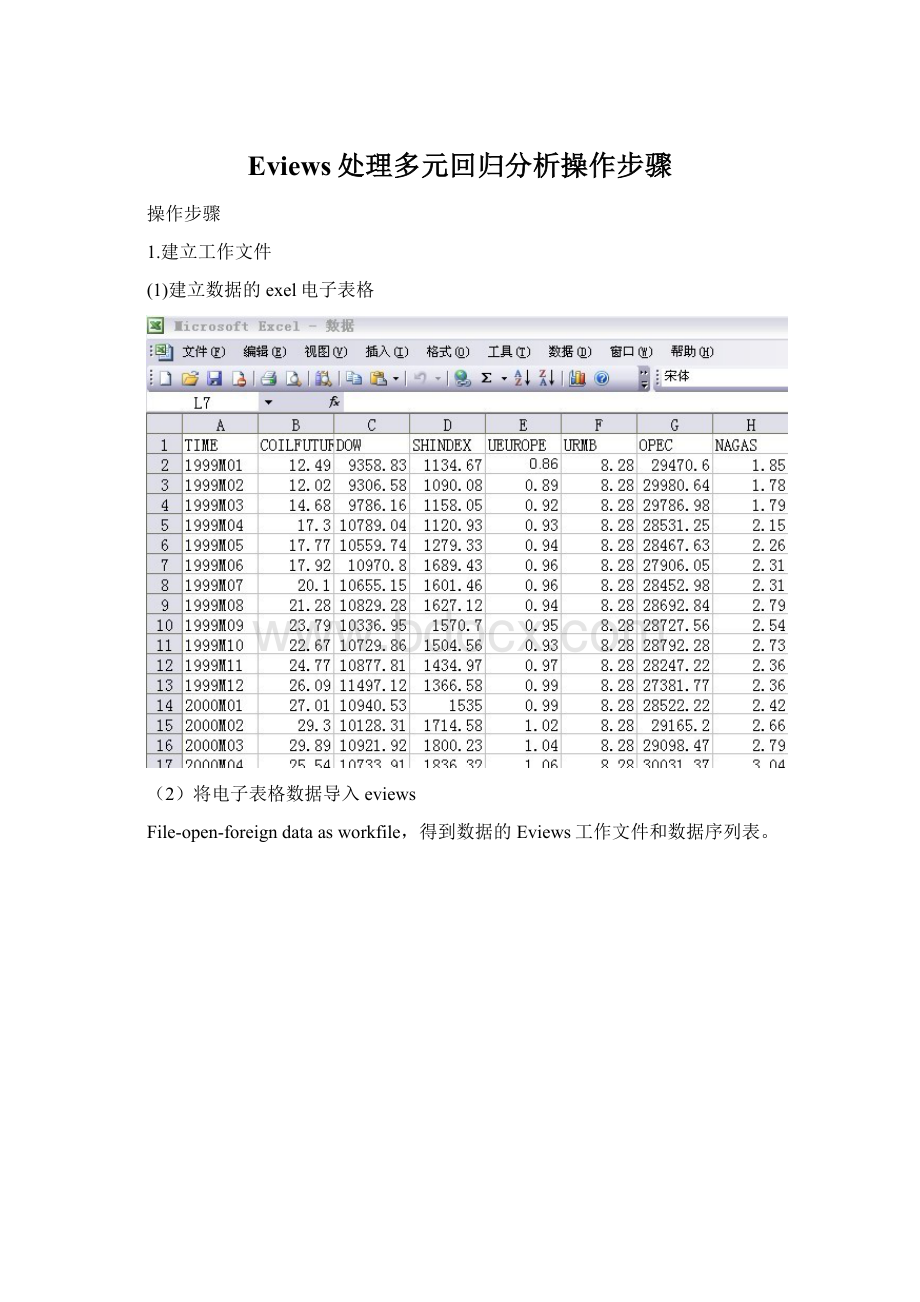 Eviews处理多元回归分析操作步骤.docx