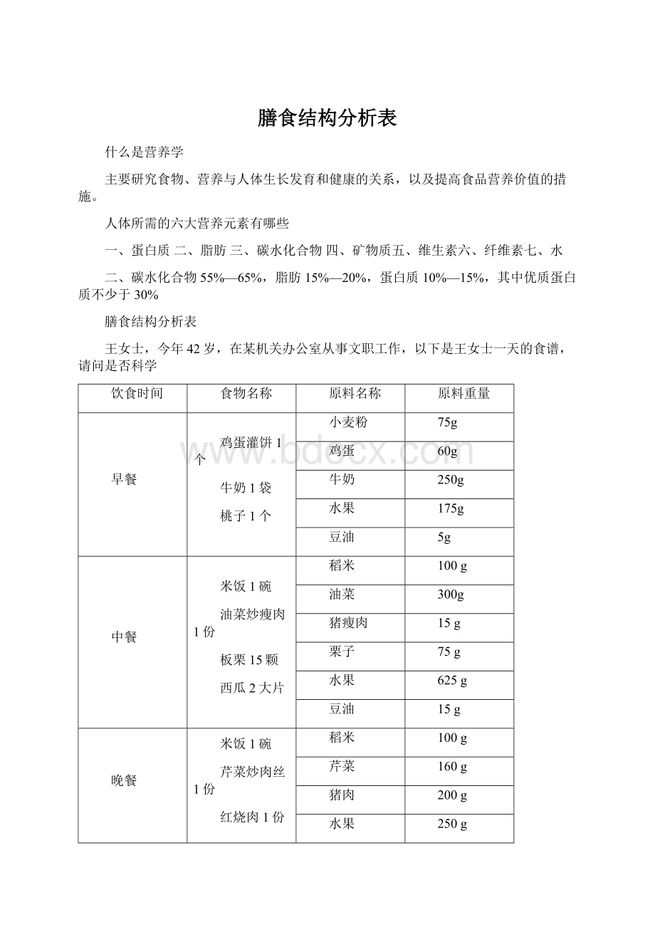 膳食结构分析表文档格式.docx