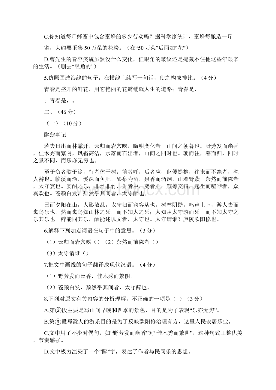 中考语文模拟试题一Word文档格式.docx_第2页