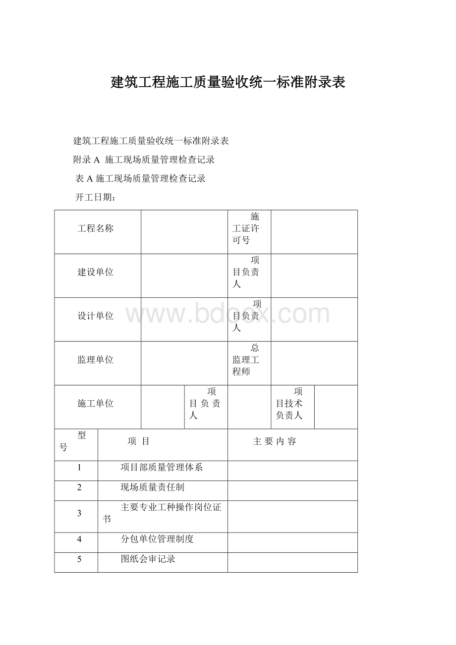 建筑工程施工质量验收统一标准附录表.docx