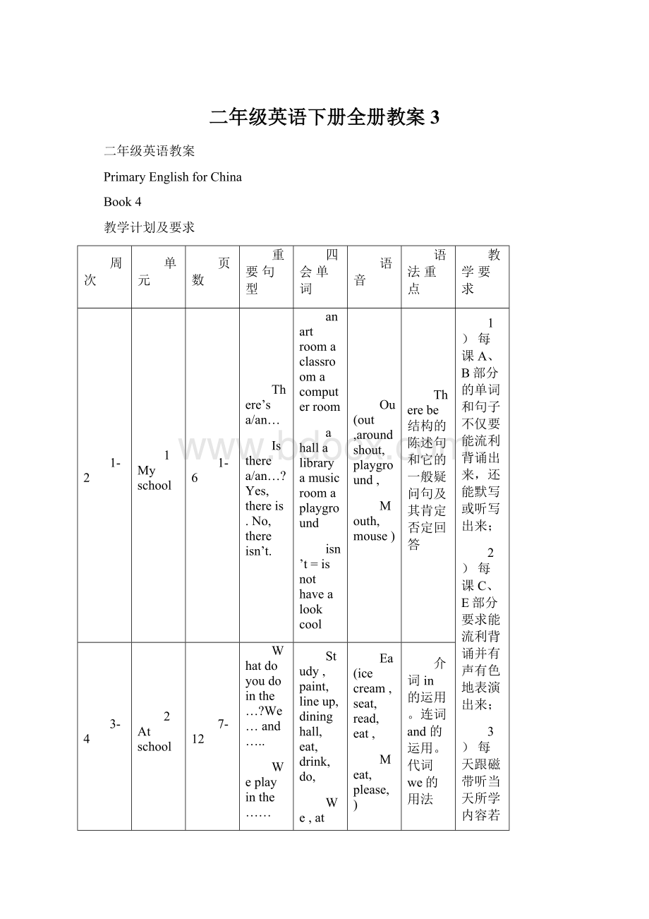 二年级英语下册全册教案3Word文档下载推荐.docx_第1页