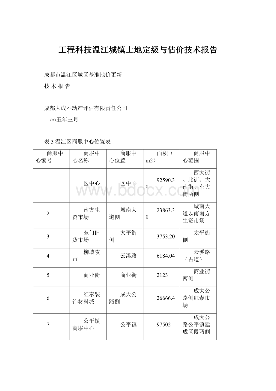 工程科技温江城镇土地定级与估价技术报告.docx_第1页