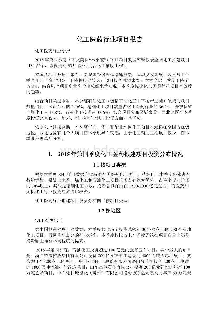 化工医药行业项目报告文档格式.docx