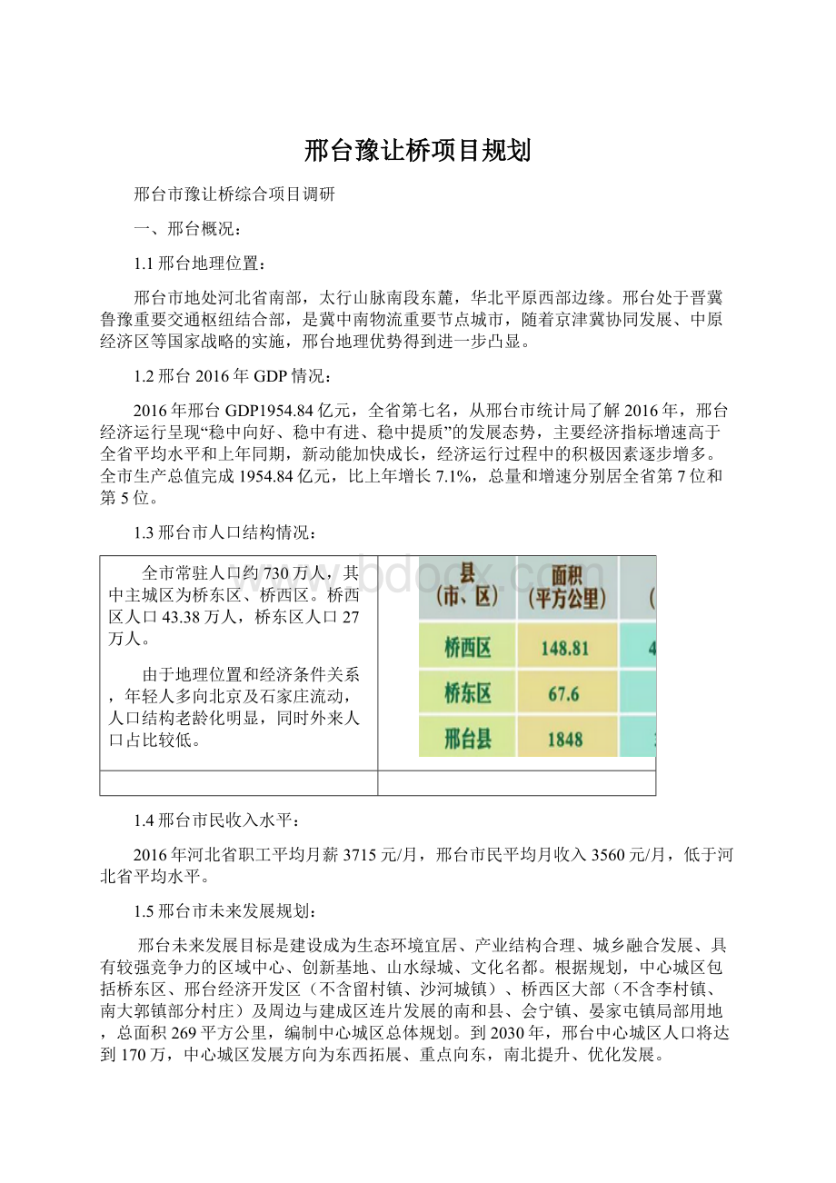 邢台豫让桥项目规划Word文档格式.docx