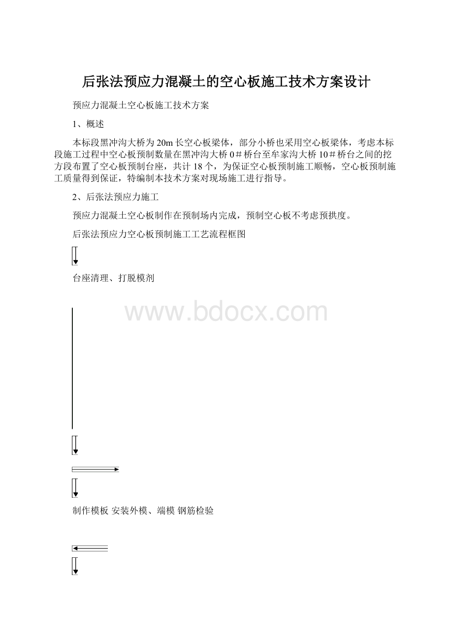 后张法预应力混凝土的空心板施工技术方案设计Word格式文档下载.docx