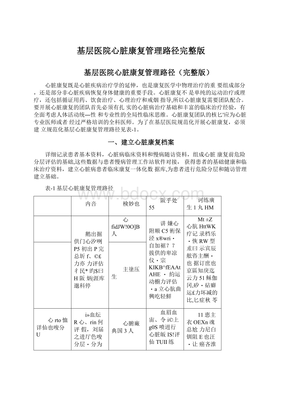 基层医院心脏康复管理路径完整版Word文件下载.docx