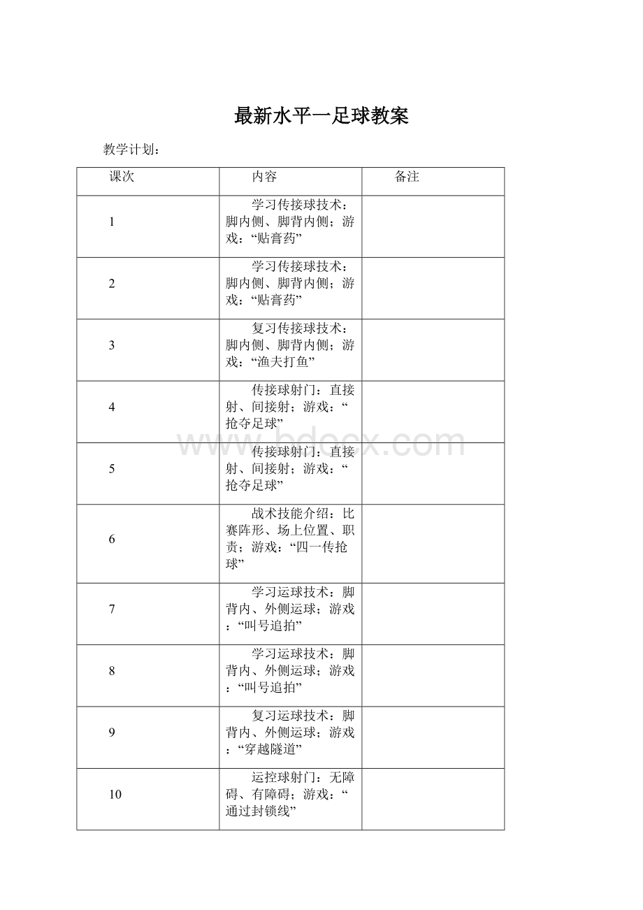 最新水平一足球教案Word文件下载.docx