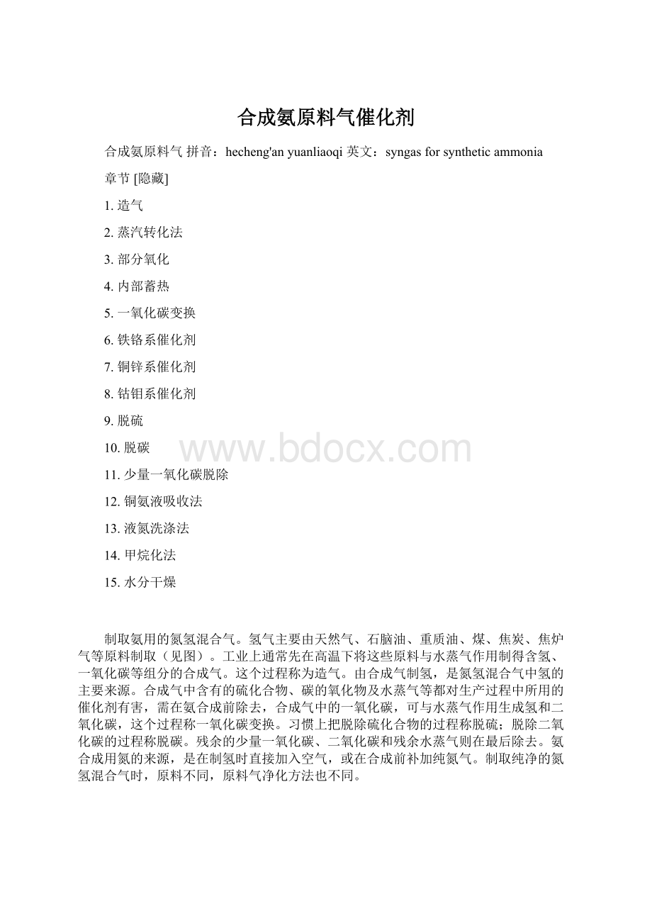 合成氨原料气催化剂Word格式.docx