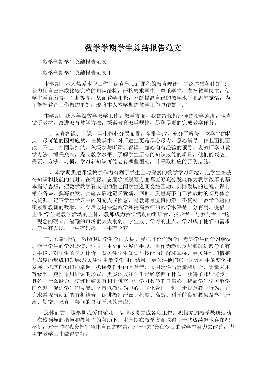 数学学期学生总结报告范文.docx