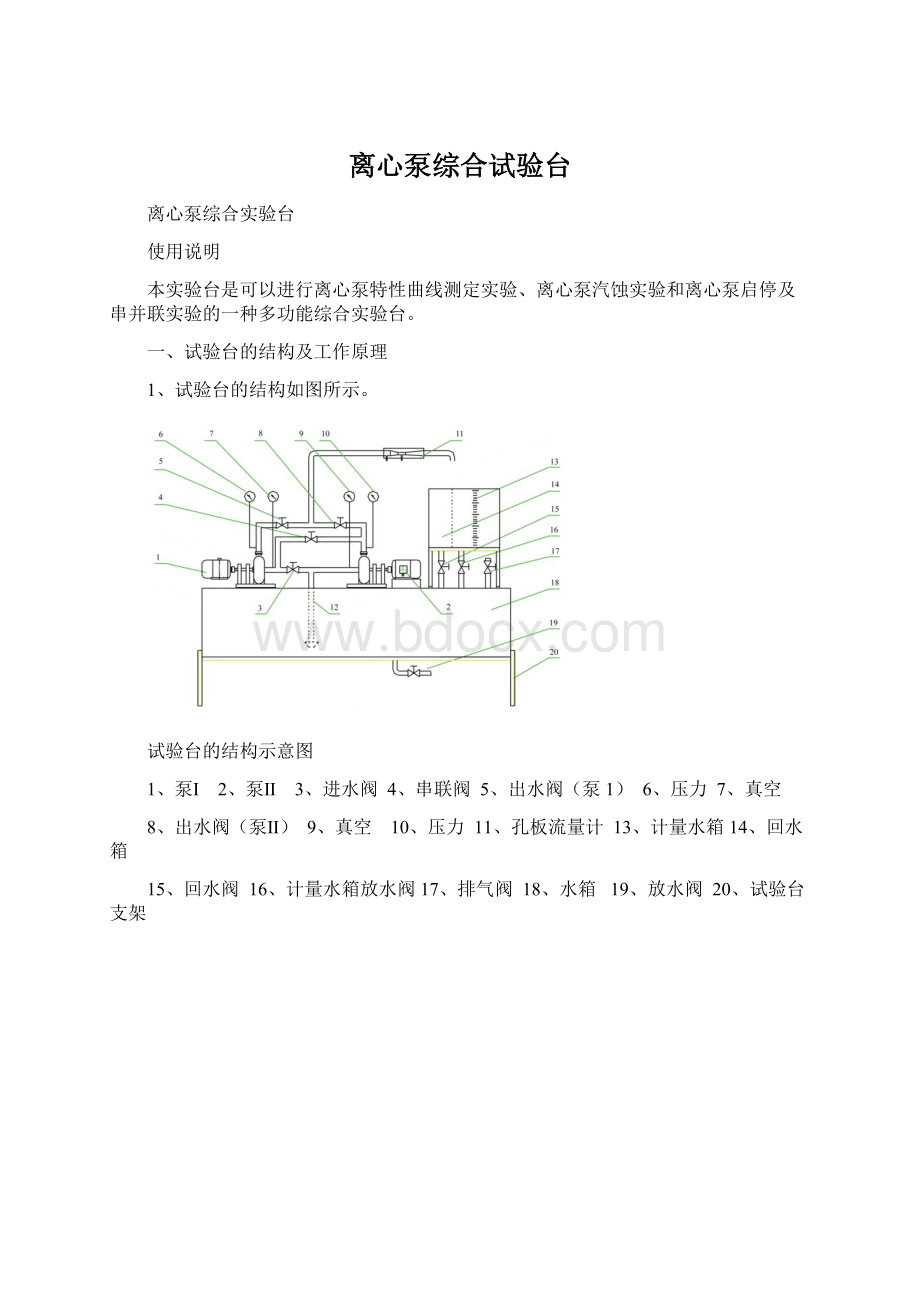 离心泵综合试验台.docx