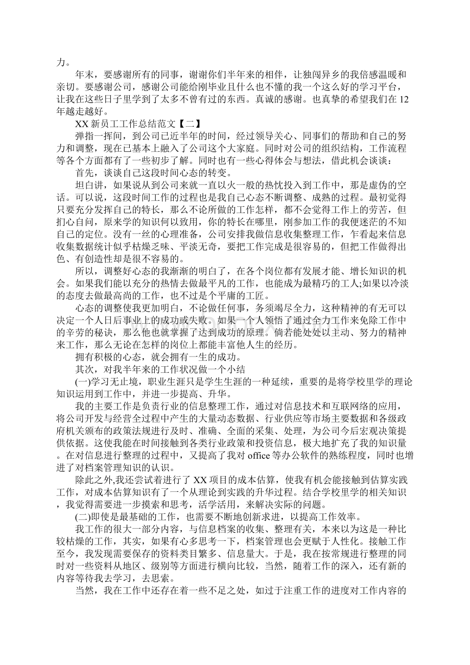 XX新员工工作总结三篇Word文档格式.docx_第2页