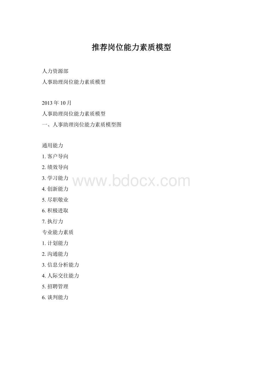 推荐岗位能力素质模型.docx_第1页