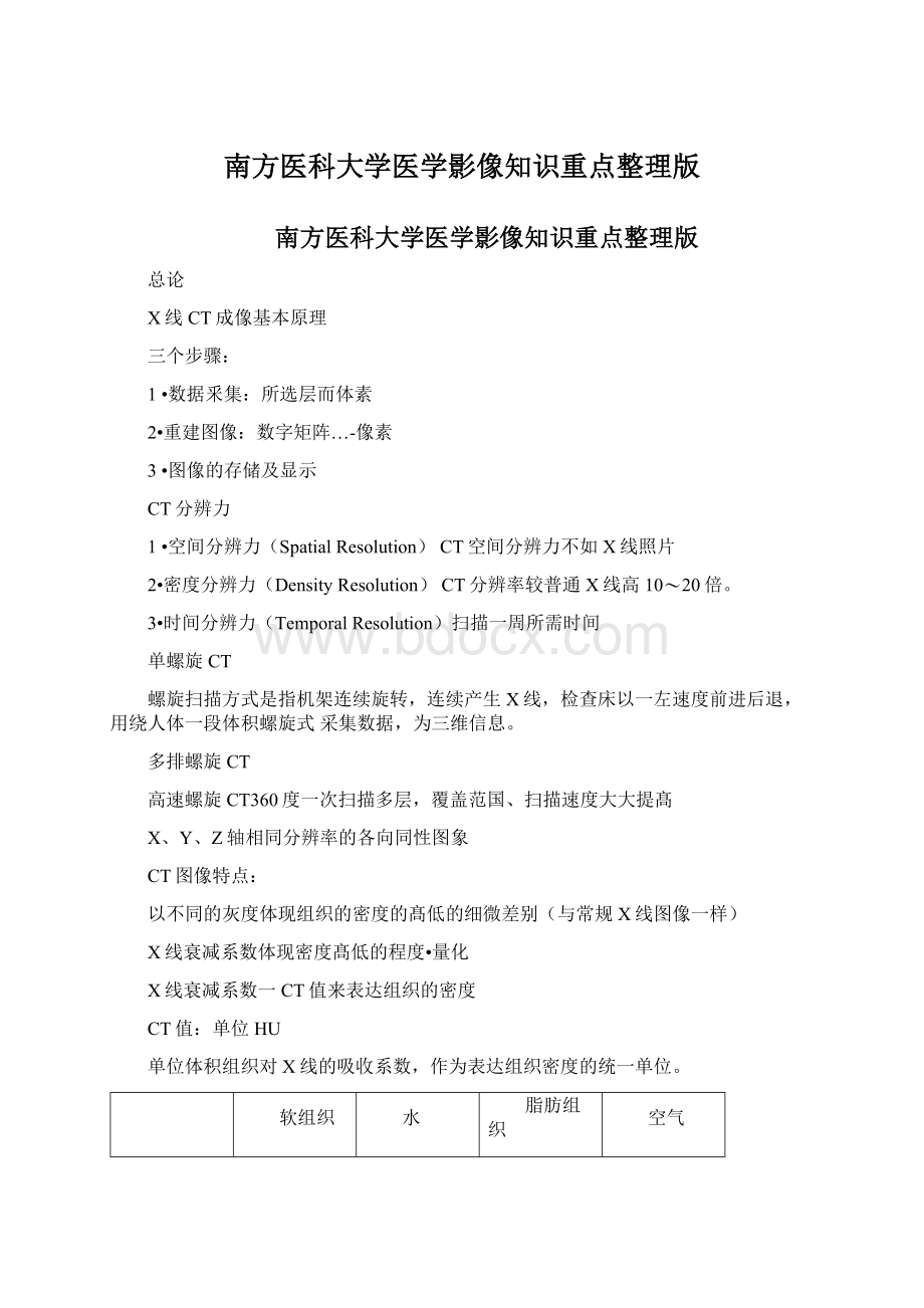 南方医科大学医学影像知识重点整理版.docx_第1页