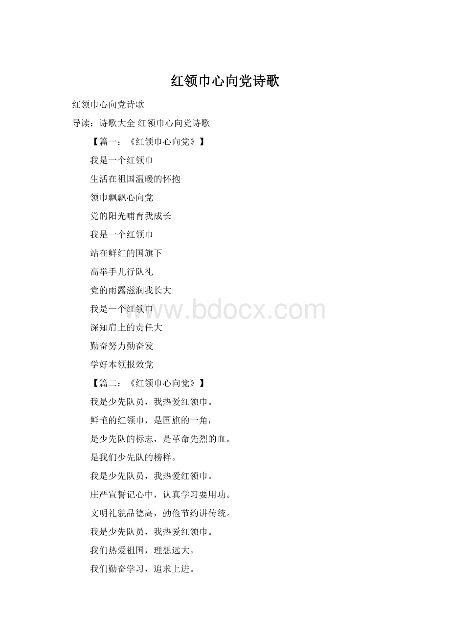 红领巾心向党诗歌Word文档下载推荐.docx