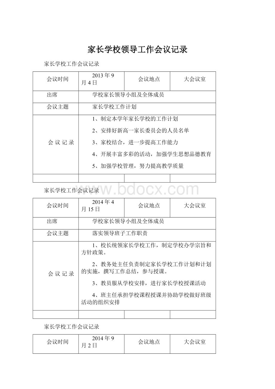 家长学校领导工作会议记录.docx