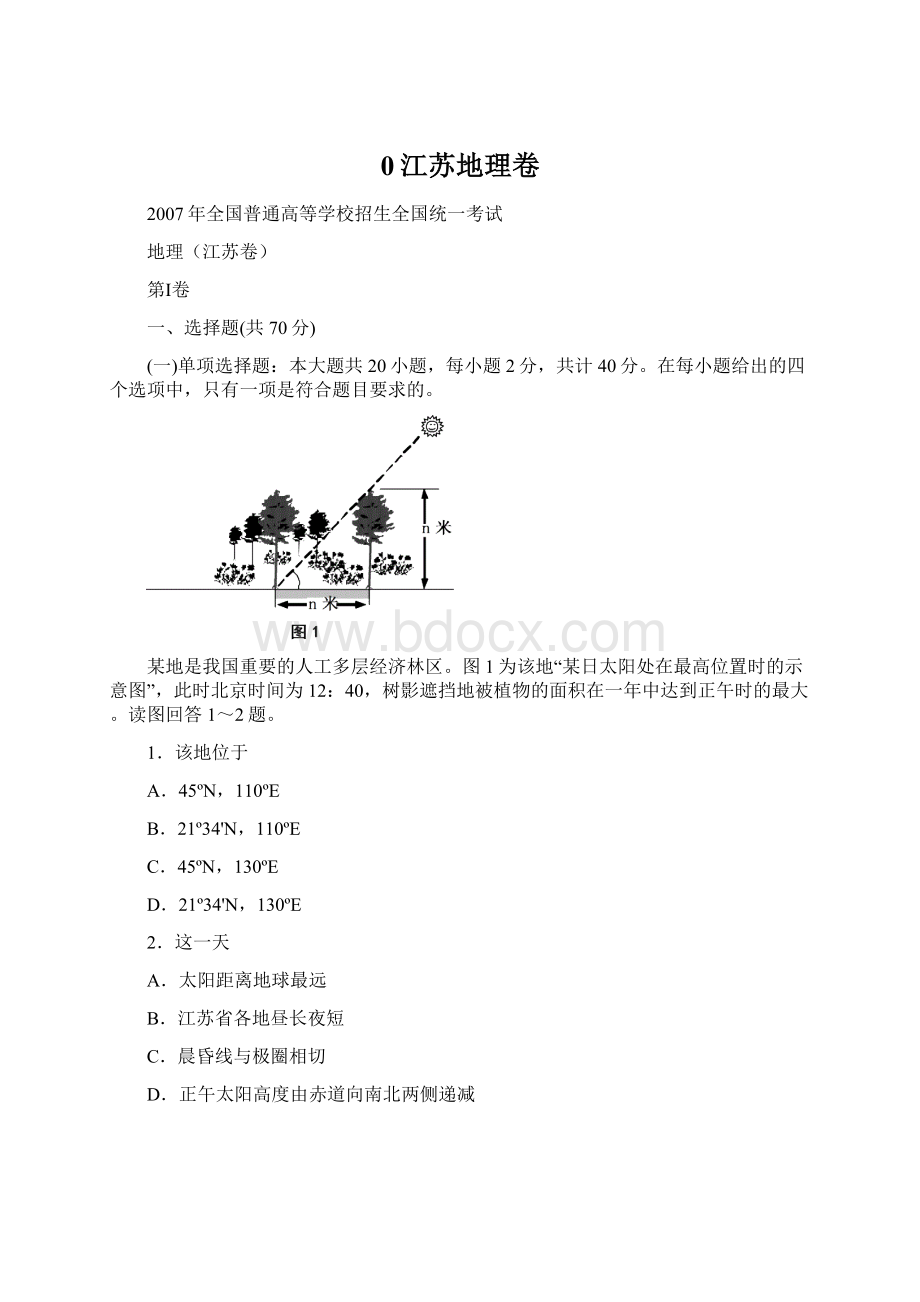 0江苏地理卷Word下载.docx_第1页