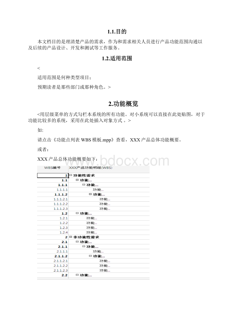 设备产品研发规划项目功能规格书材料模板Word文档下载推荐.docx_第2页