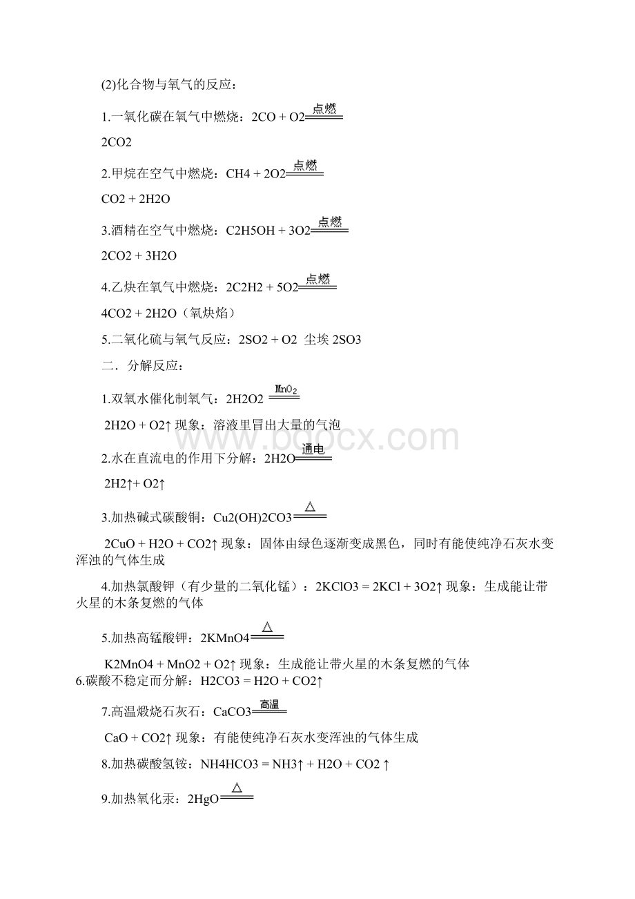 初中化学方程式大全及现象总结.docx_第2页