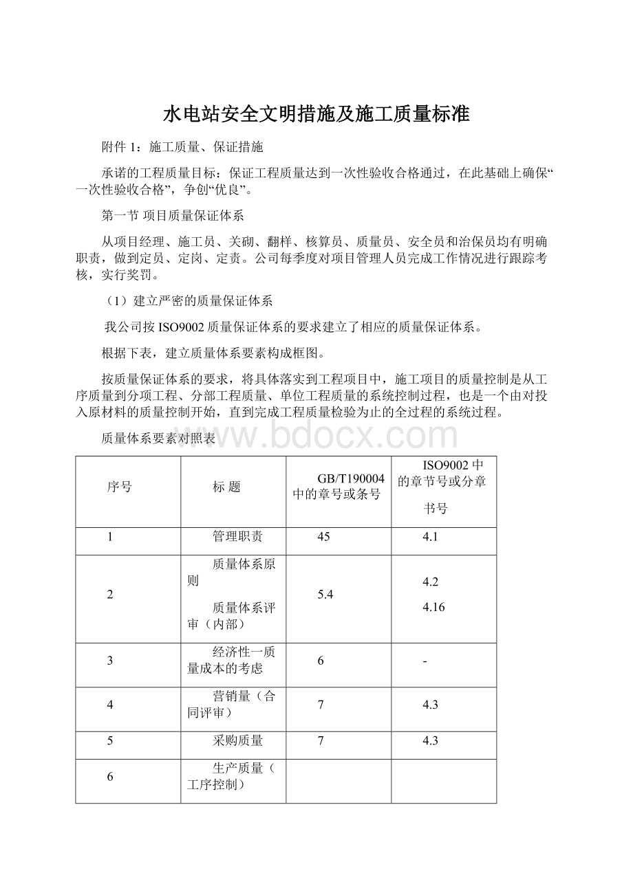 水电站安全文明措施及施工质量标准Word文件下载.docx