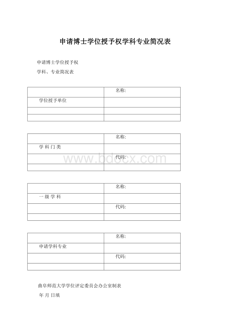 申请博士学位授予权学科专业简况表Word下载.docx