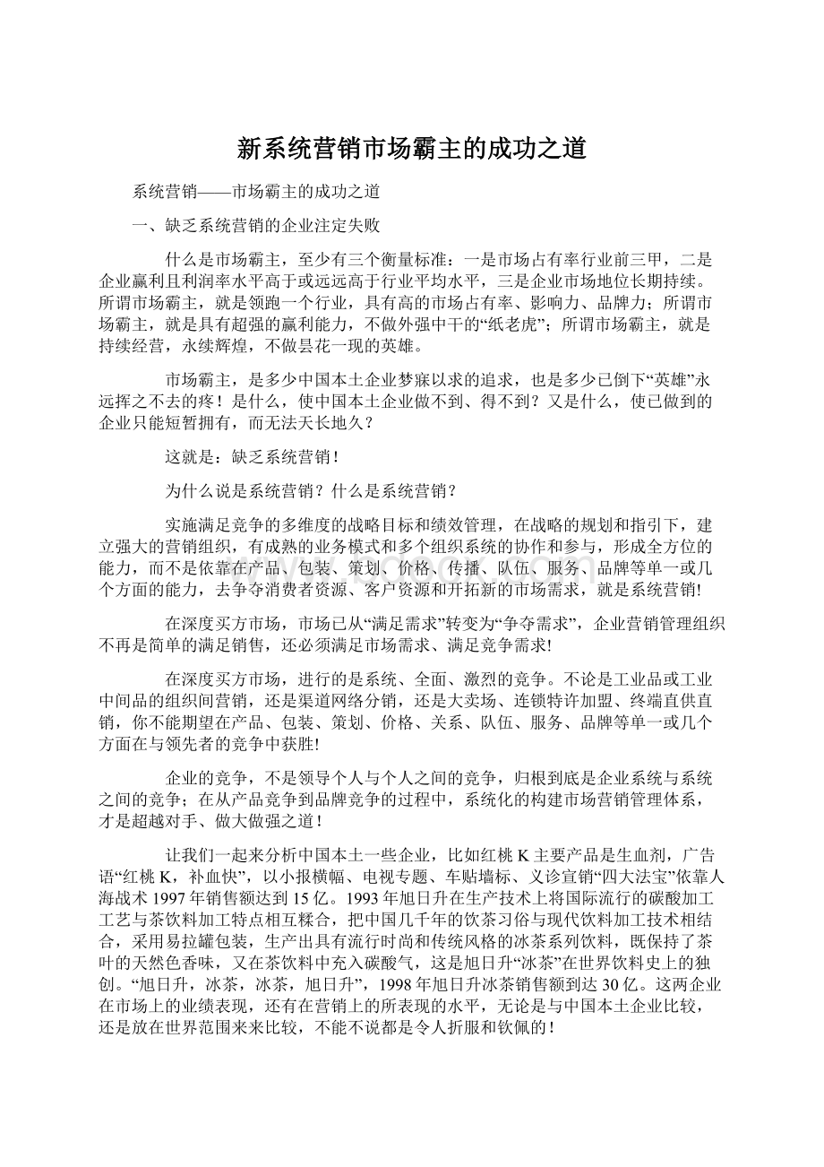 新系统营销市场霸主的成功之道Word格式文档下载.docx