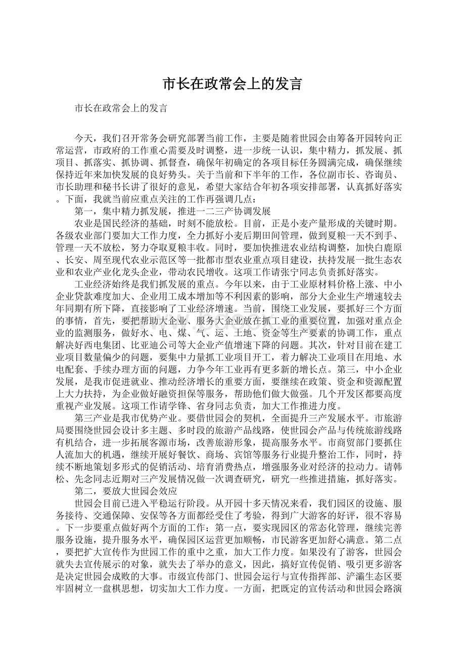 市长在政常会上的发言.docx_第1页