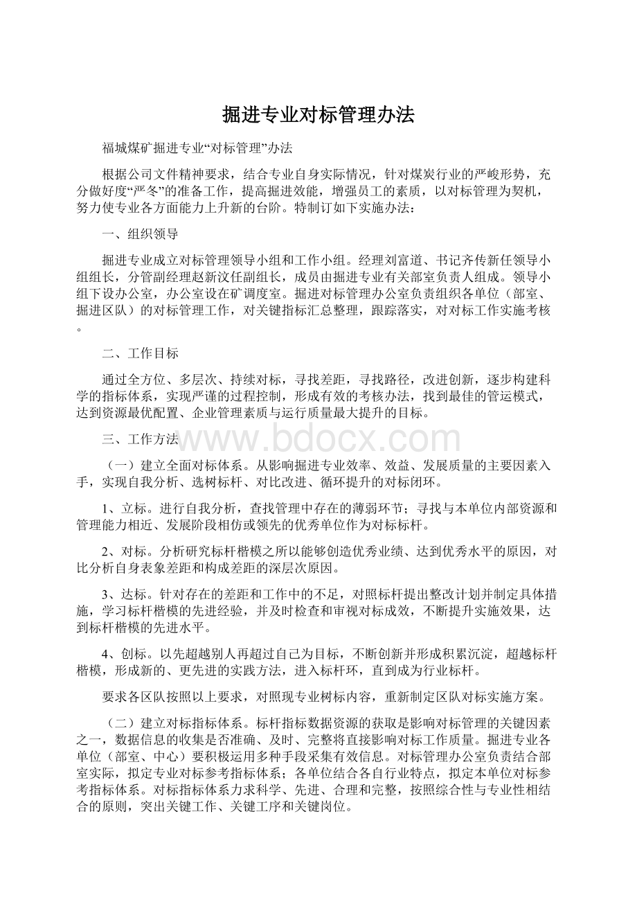 掘进专业对标管理办法.docx_第1页