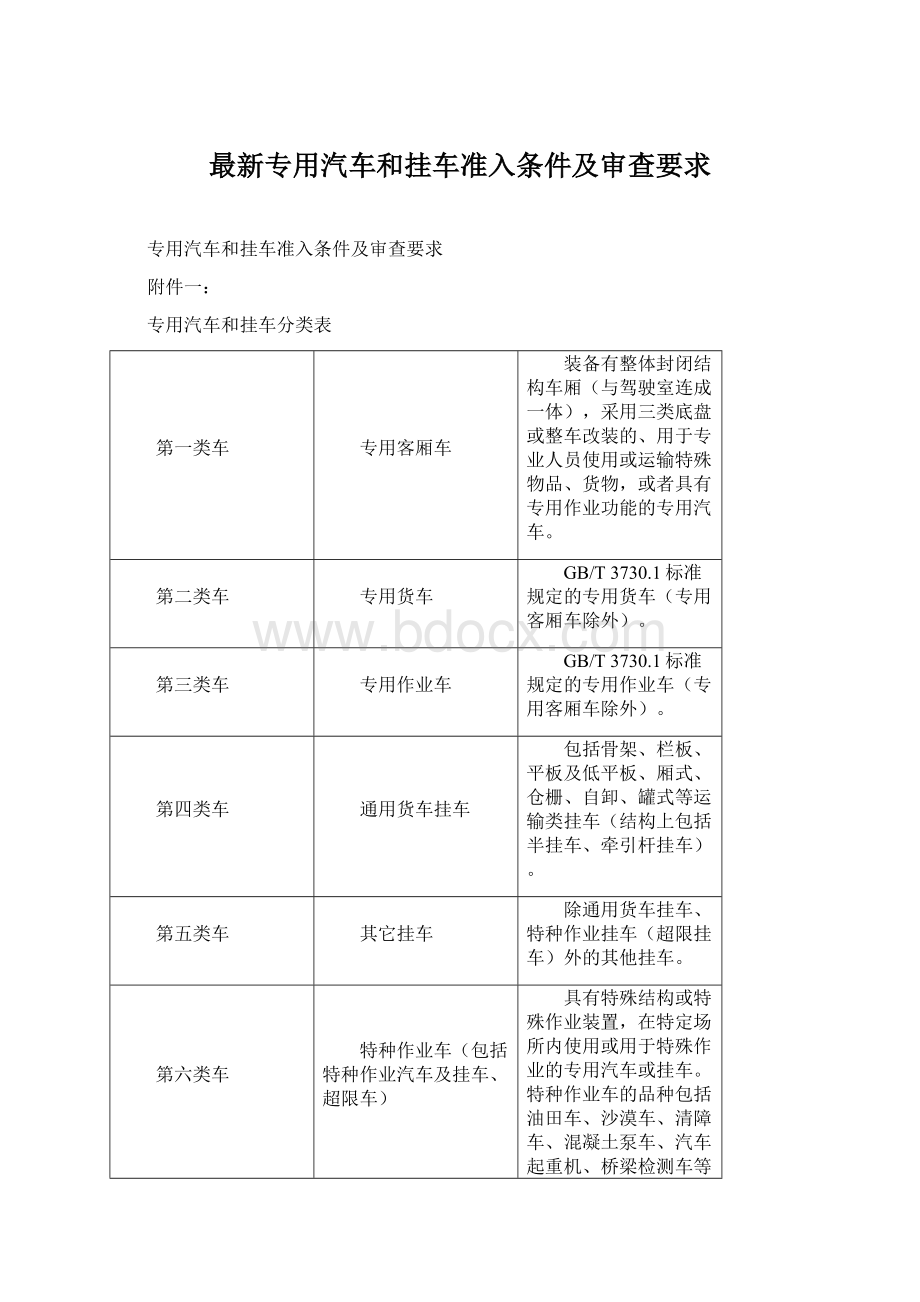 最新专用汽车和挂车准入条件及审查要求Word文档格式.docx