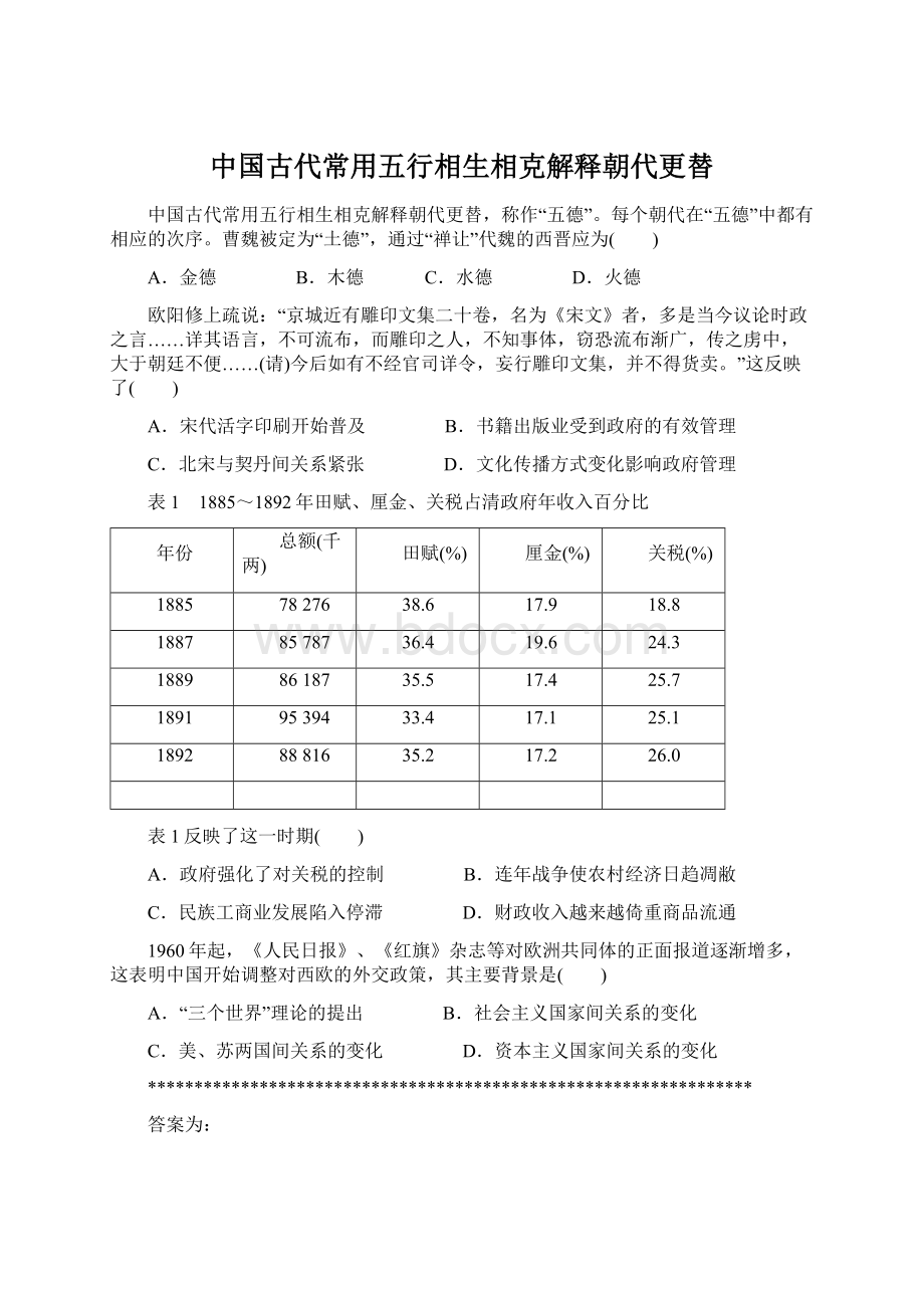 中国古代常用五行相生相克解释朝代更替.docx_第1页