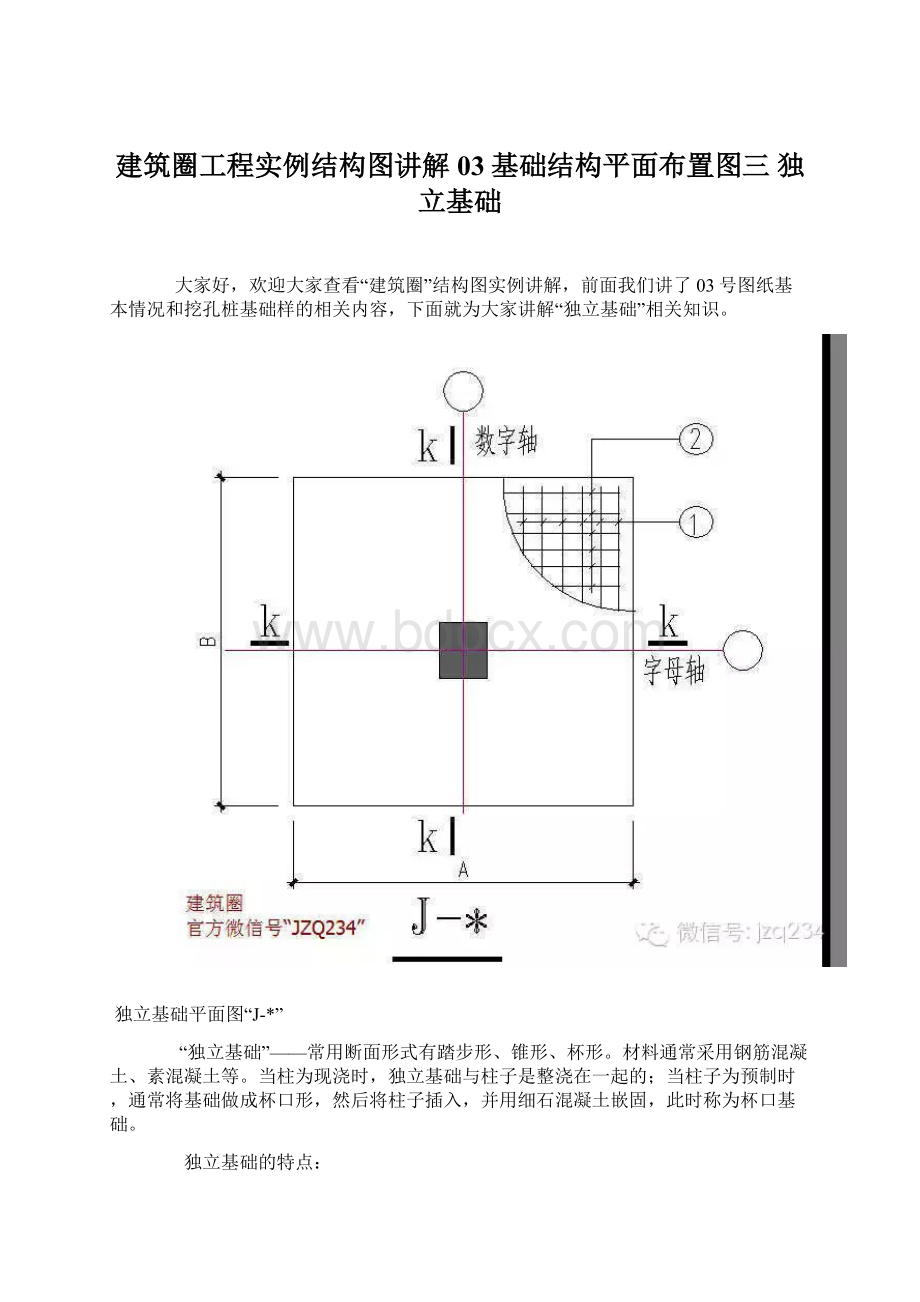 建筑圈工程实例结构图讲解 03基础结构平面布置图三 独立基础.docx