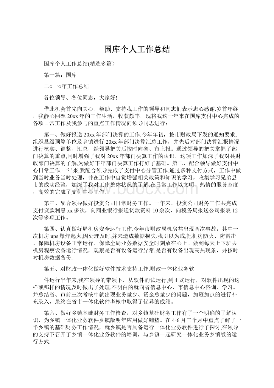 国库个人工作总结Word格式文档下载.docx_第1页