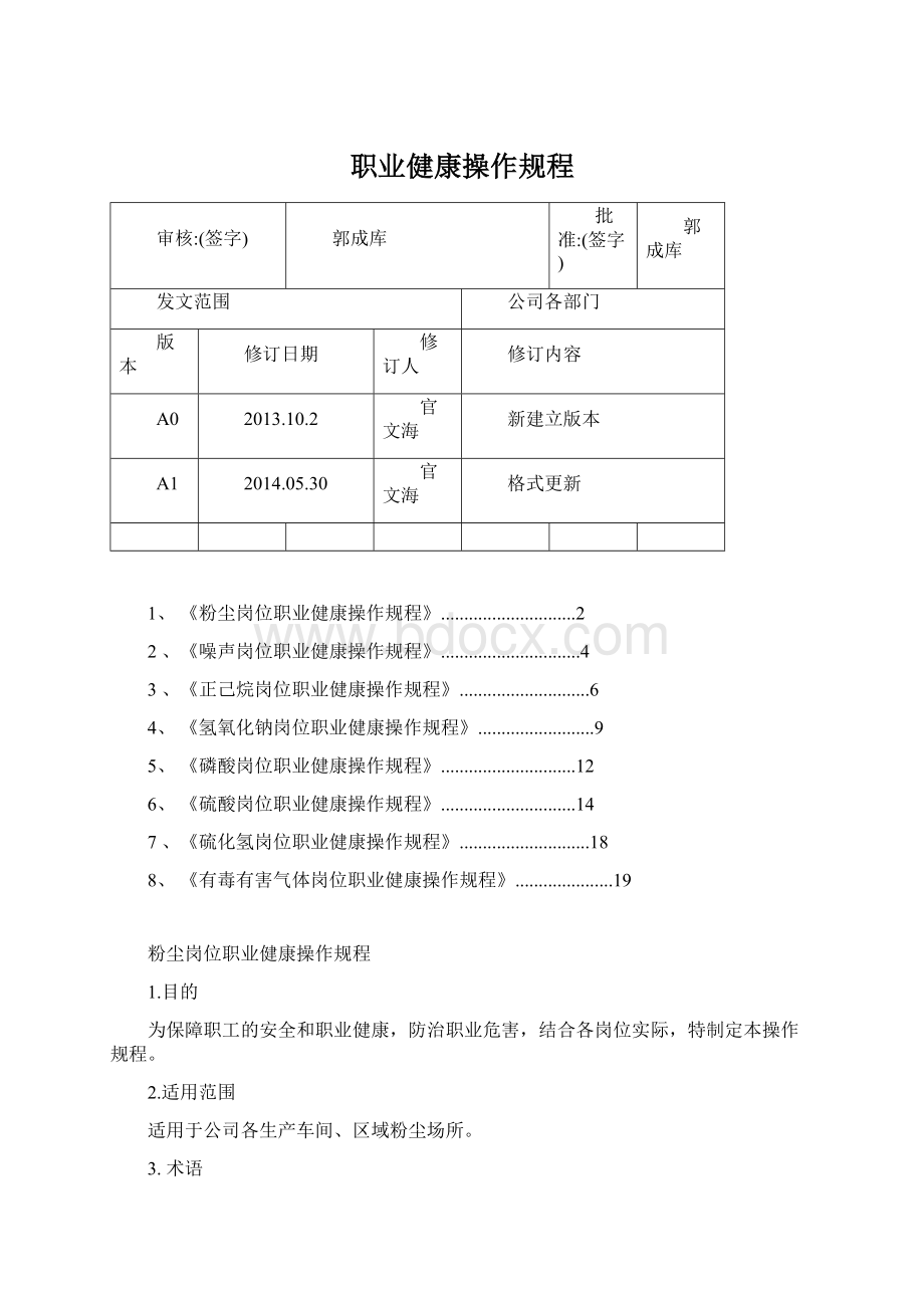 职业健康操作规程Word格式.docx_第1页