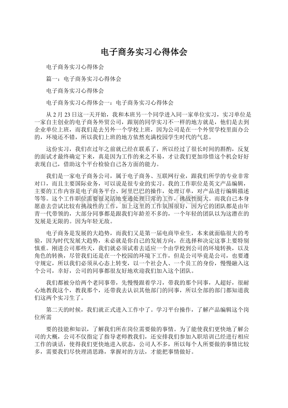 电子商务实习心得体会Word文档格式.docx