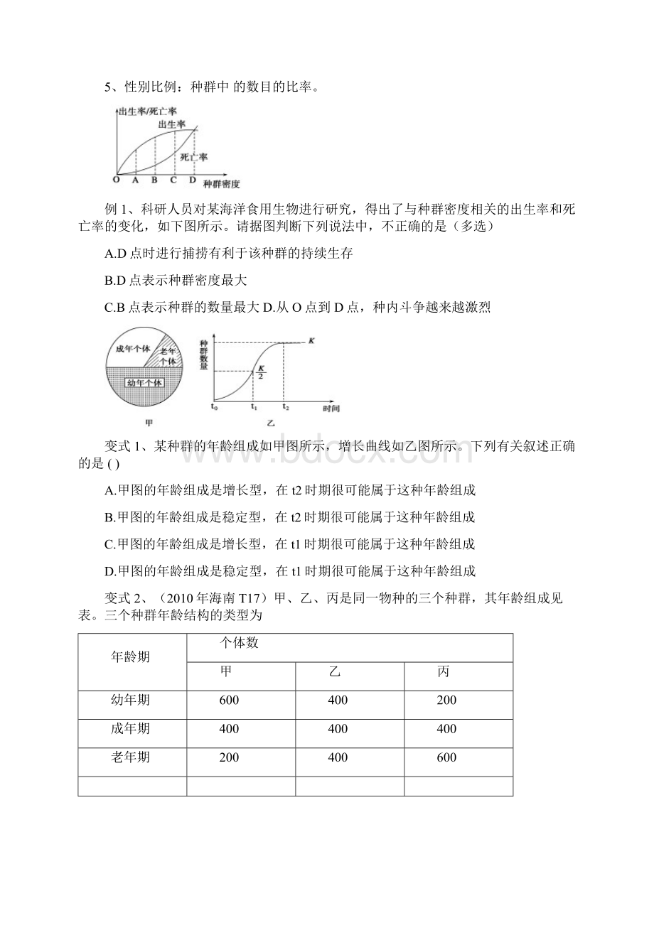 种群的特征和数量变化一轮复习学案带答案Word文档格式.docx_第2页