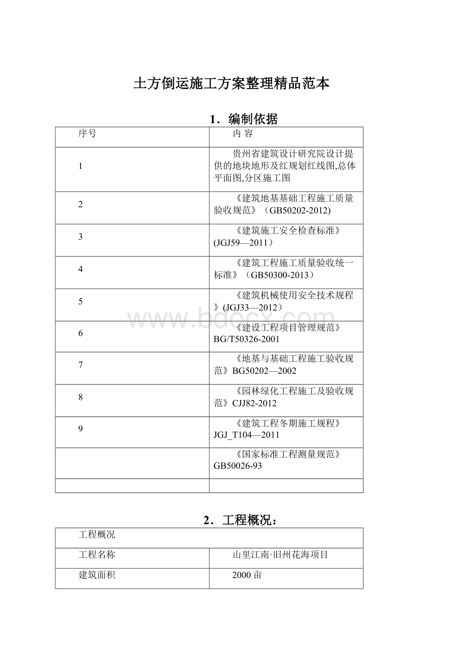 土方倒运施工方案整理精品范本.docx_第1页