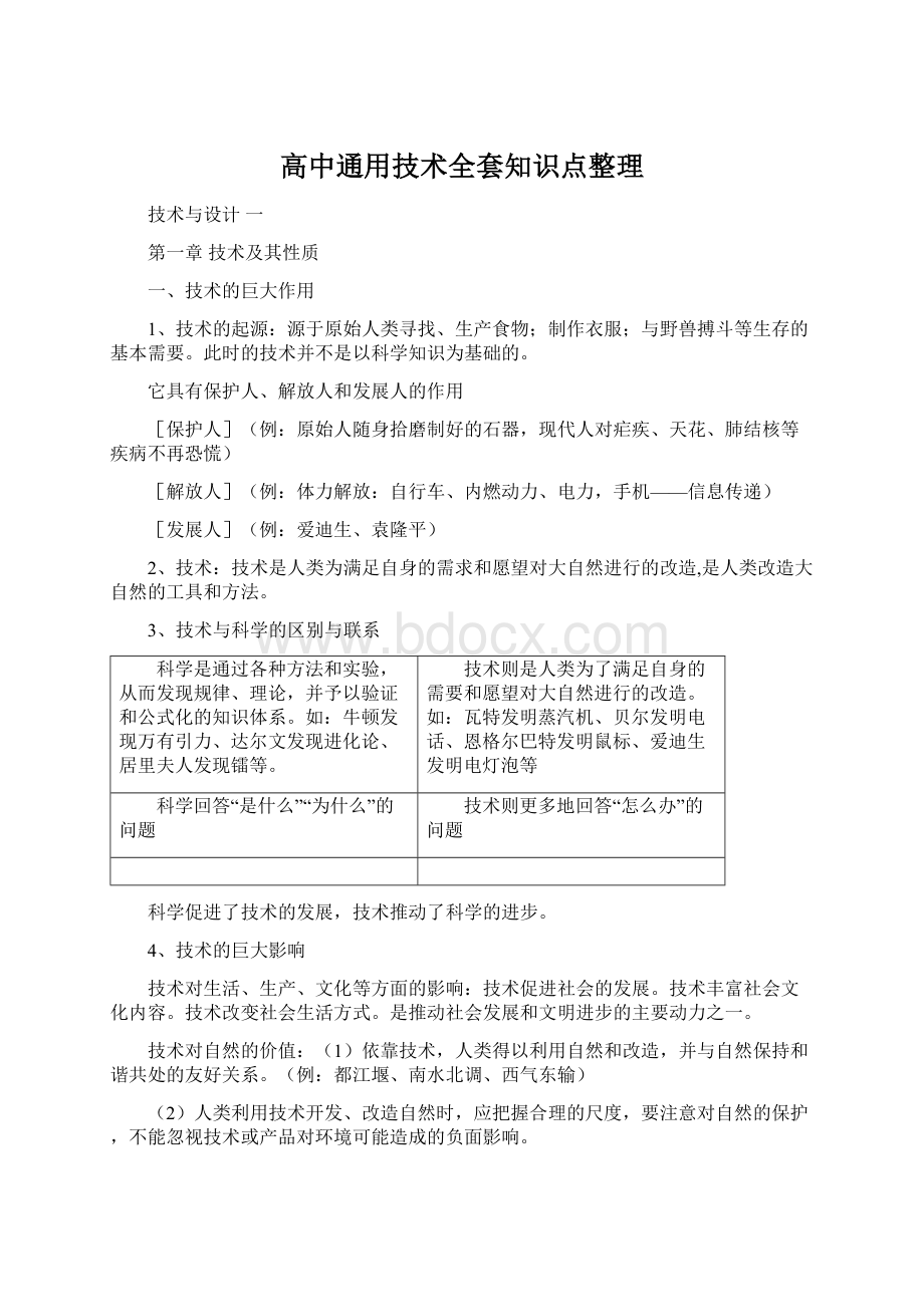 高中通用技术全套知识点整理Word文档下载推荐.docx