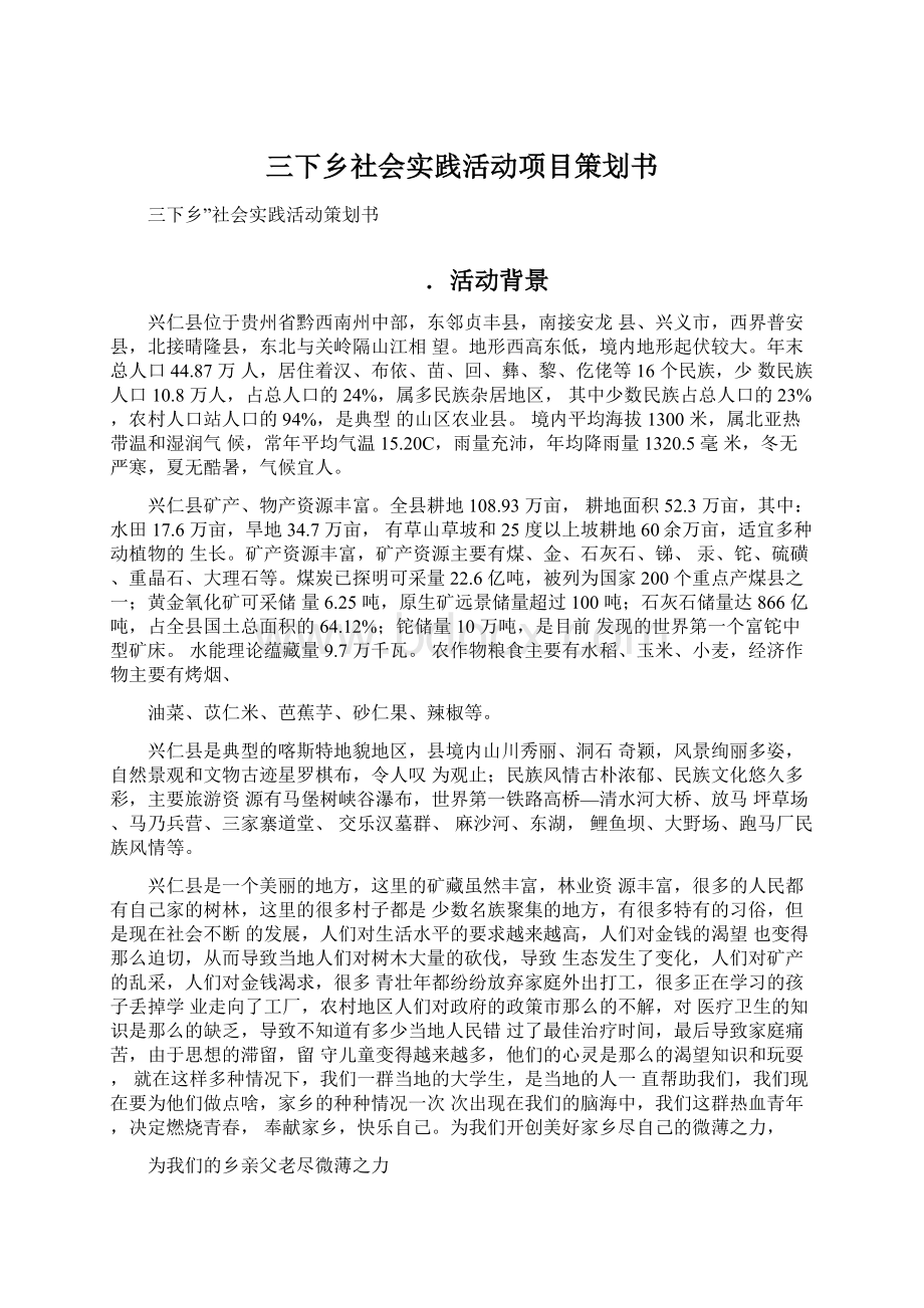 三下乡社会实践活动项目策划书.docx