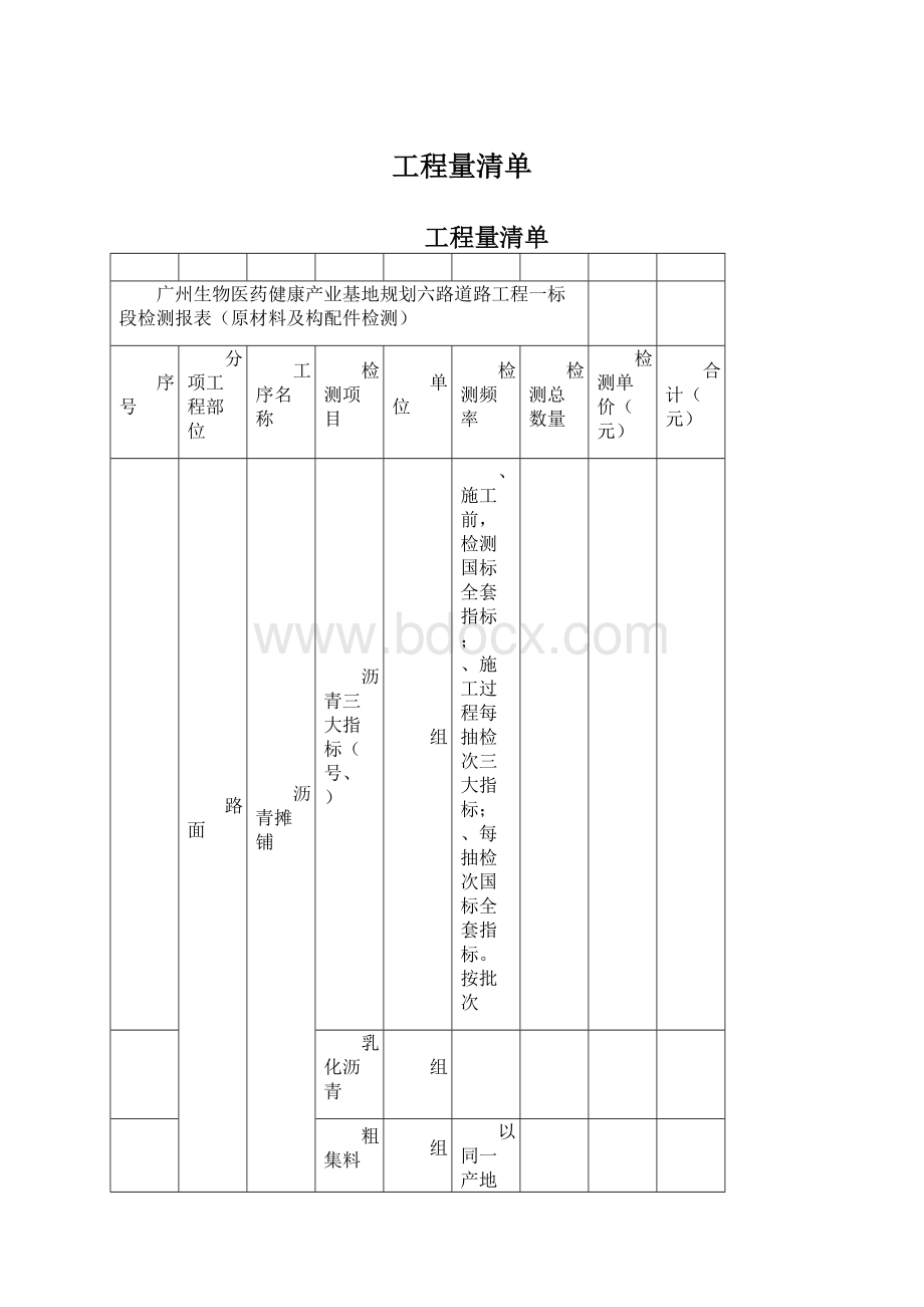 工程量清单Word文档下载推荐.docx