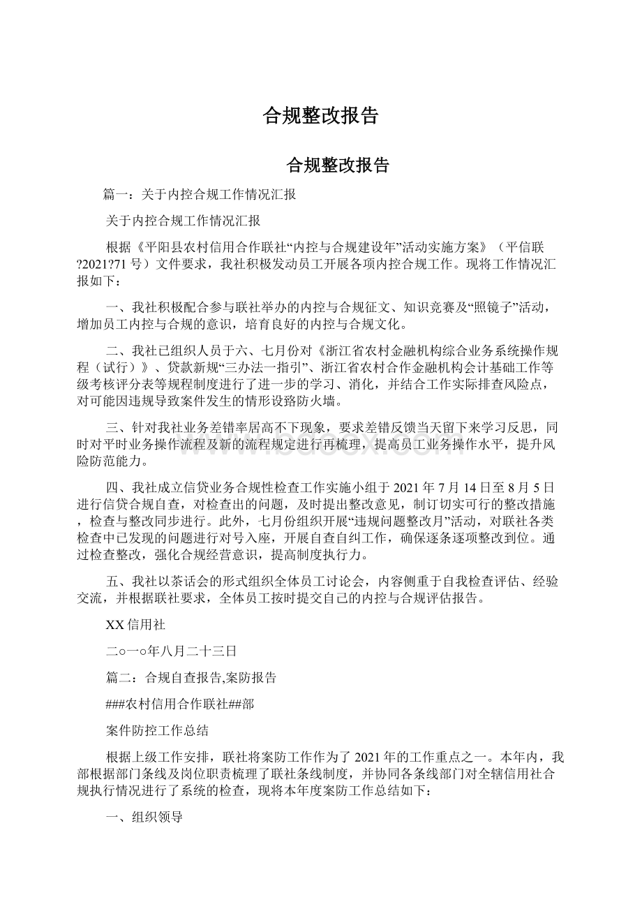 合规整改报告Word文档下载推荐.docx